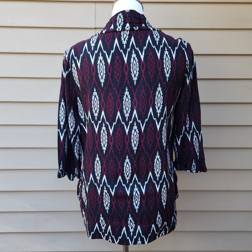 Forever 21 Dark Blue Multicolor Print Blazer 3/4 Sleeves Pockets Lightweight - Picture 9 of 12